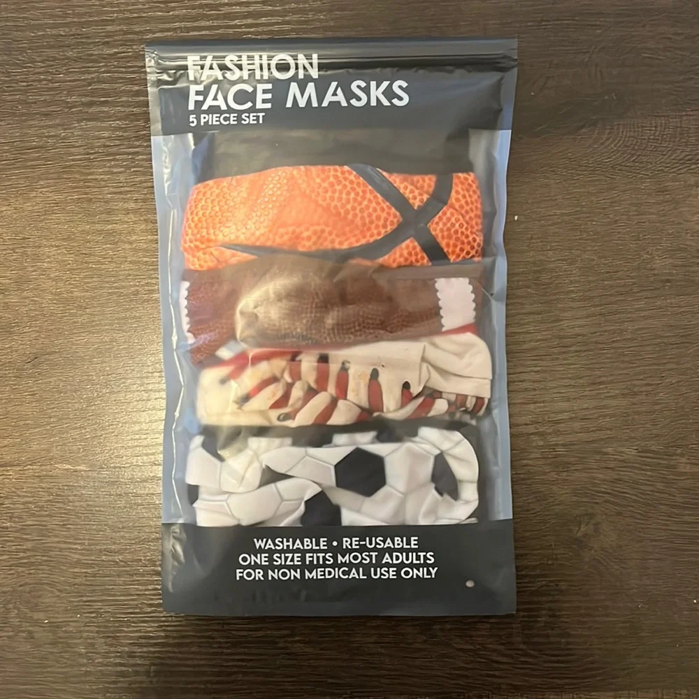 NWT fashion face masks. Sports edition. Set of 5